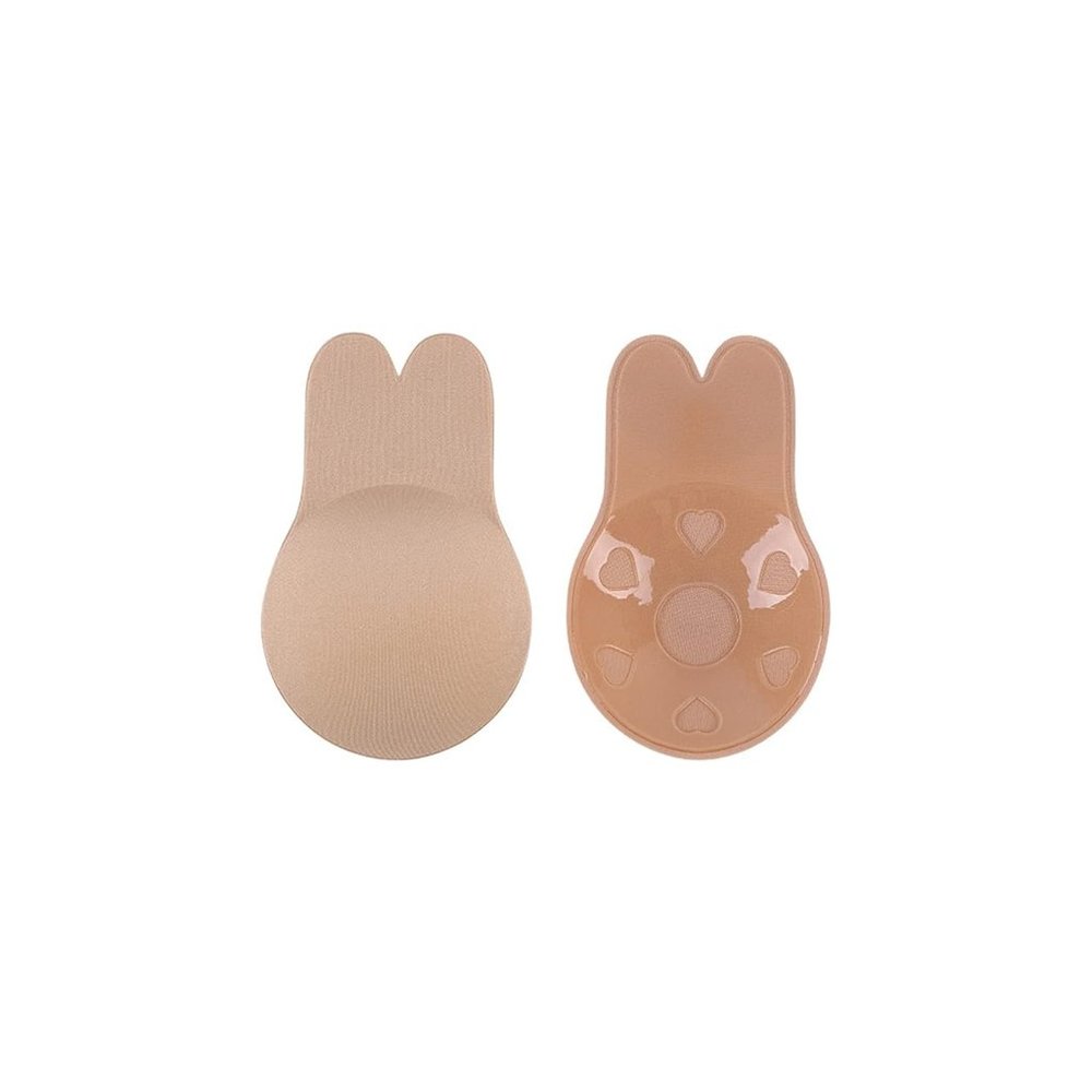Silicone Nude Color Rabbit Nipple Adhesive Cover, Strapless Nipple Pad Size C/D